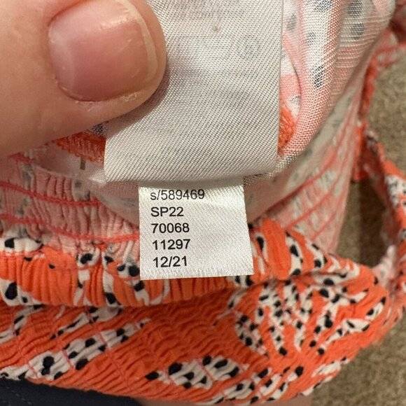 Loft Orange Leaf Dot Smocked Ruffle Strap Wide Leg Jumpsuit Size: XL Petite - Picture 10 of 10